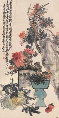 吴昌硕 庚申（1920）年作 花卉 镜心